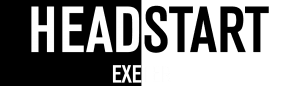 Logo of HeadStart Exeter, a hairdressing salon located in Exeter, featuring bold typography.